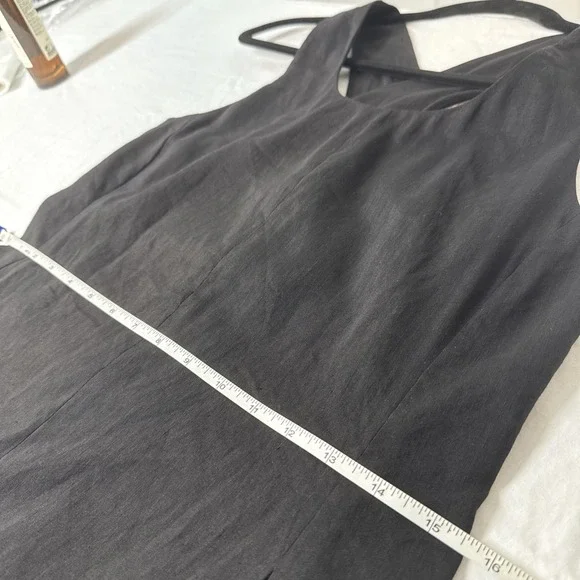 Theory New Midi Linen Blend Dress Women Sz 0 Pockets Criss Cross Staple  Black - coffeafoods.com